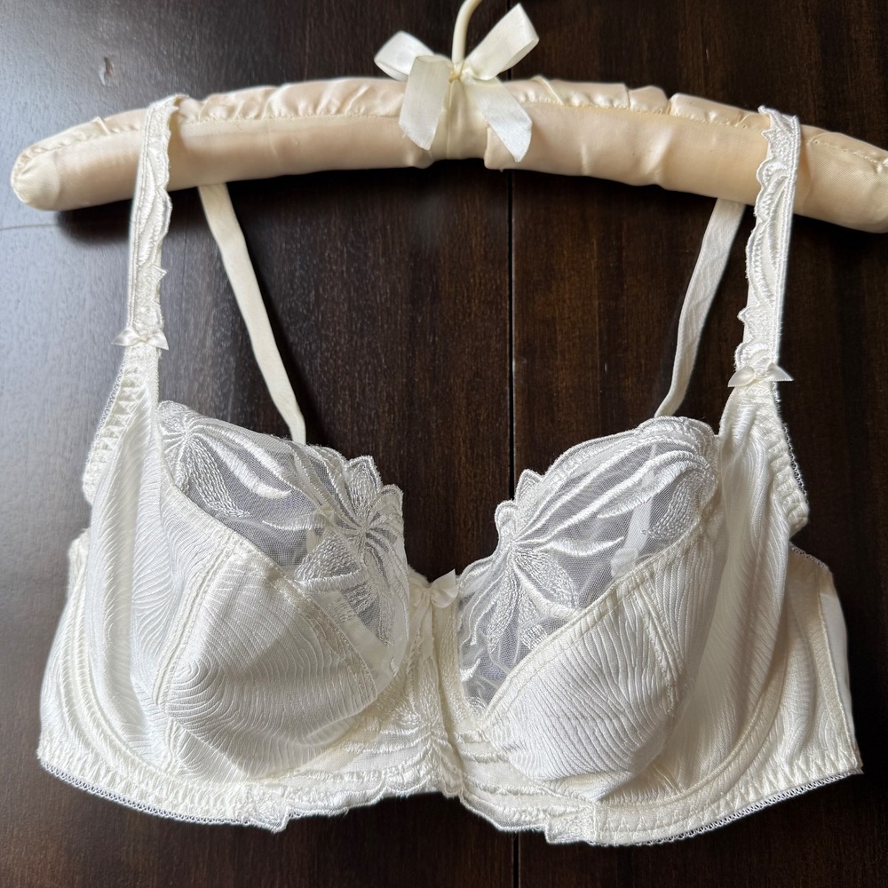 Fantasie Lily FL6110 Underwire Bra Embroidered Mesh Satin Ivory 32C Coquette